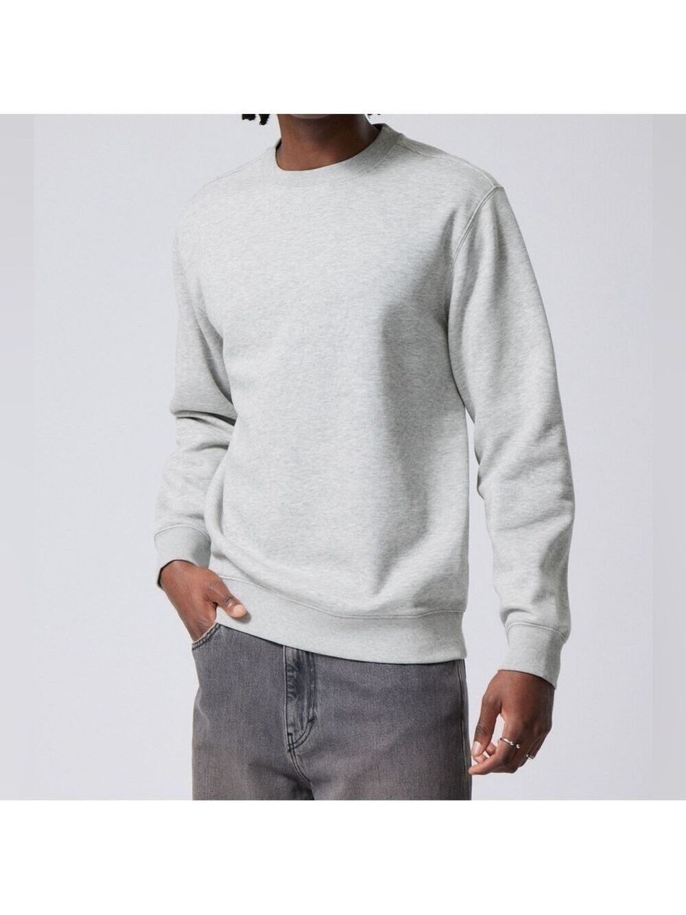 Weekday Men’s Standard Midweight Sweatshirt Crew Neck Light Gray L